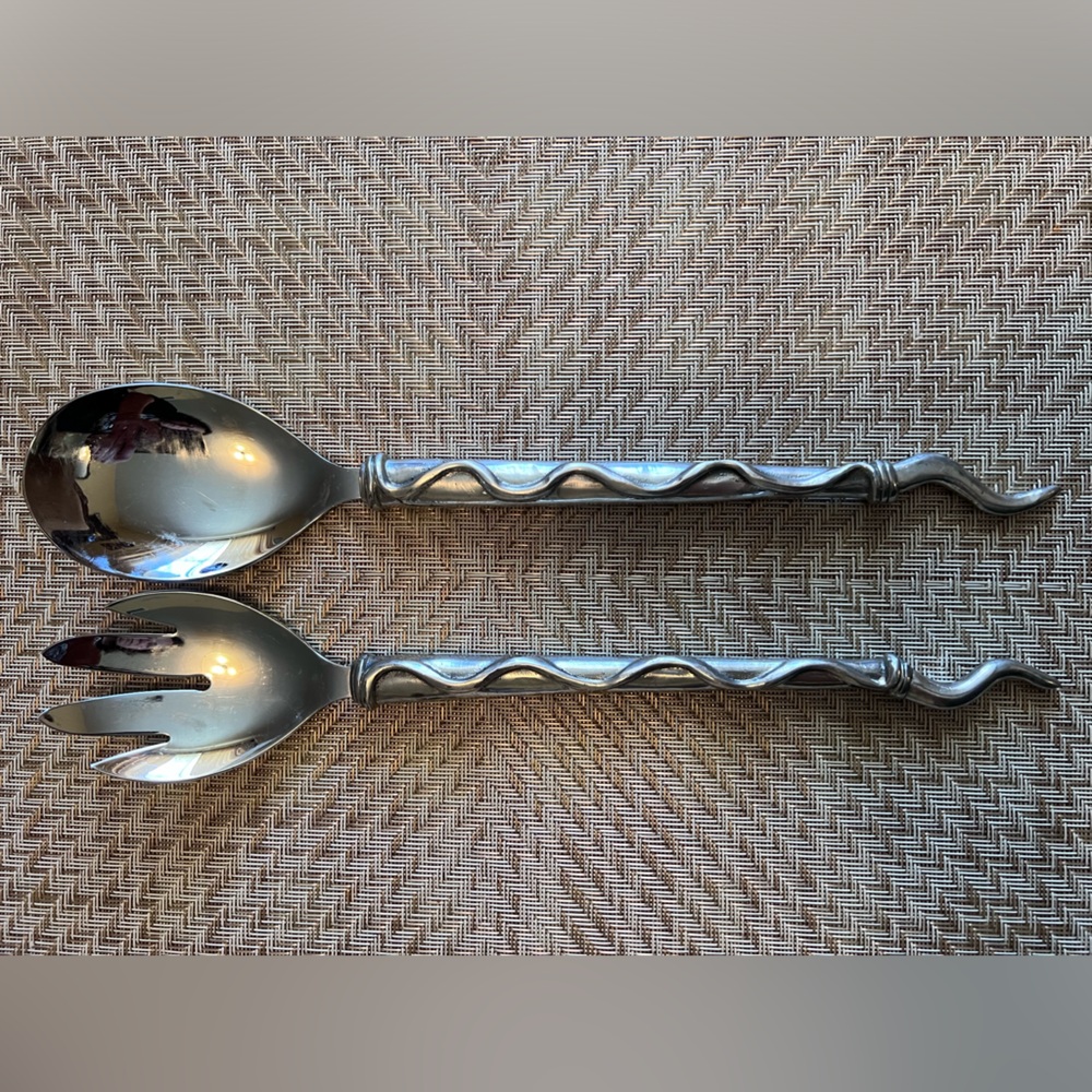 Pewter & Stainless Salad Spoon & Fork Set. CARROL BOYES, made in South Africa